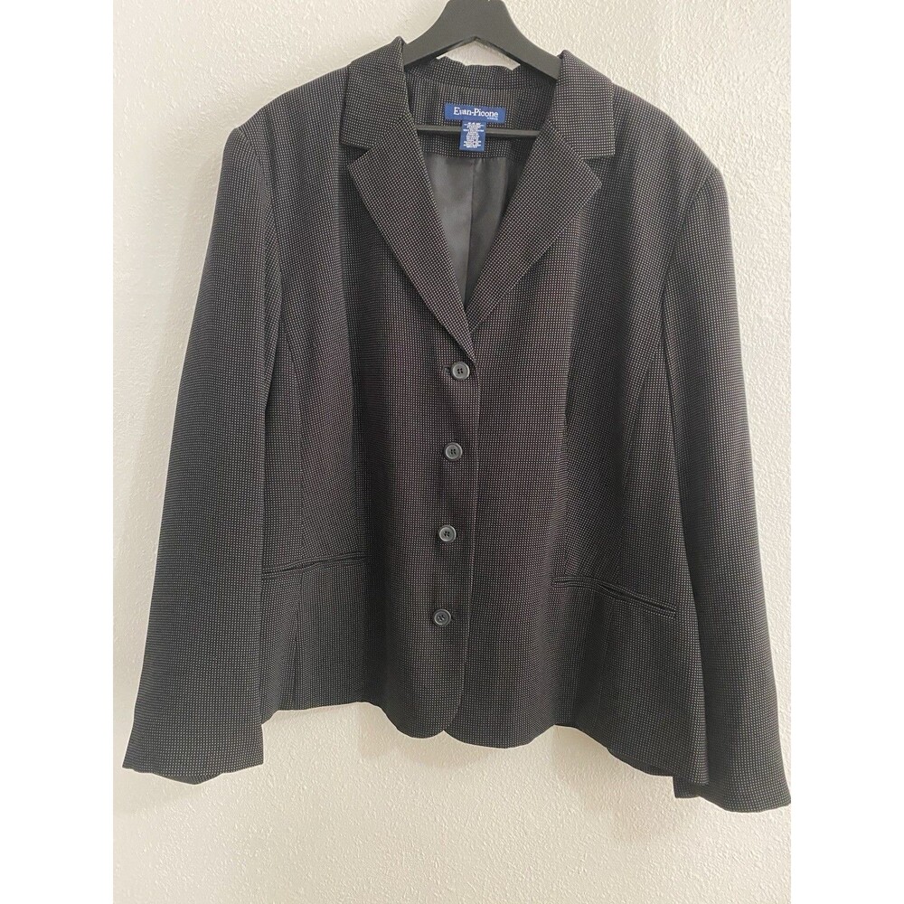 Evan Picone Woman Plus Size, 4 Button Tailored Black Blazer 24W H33
